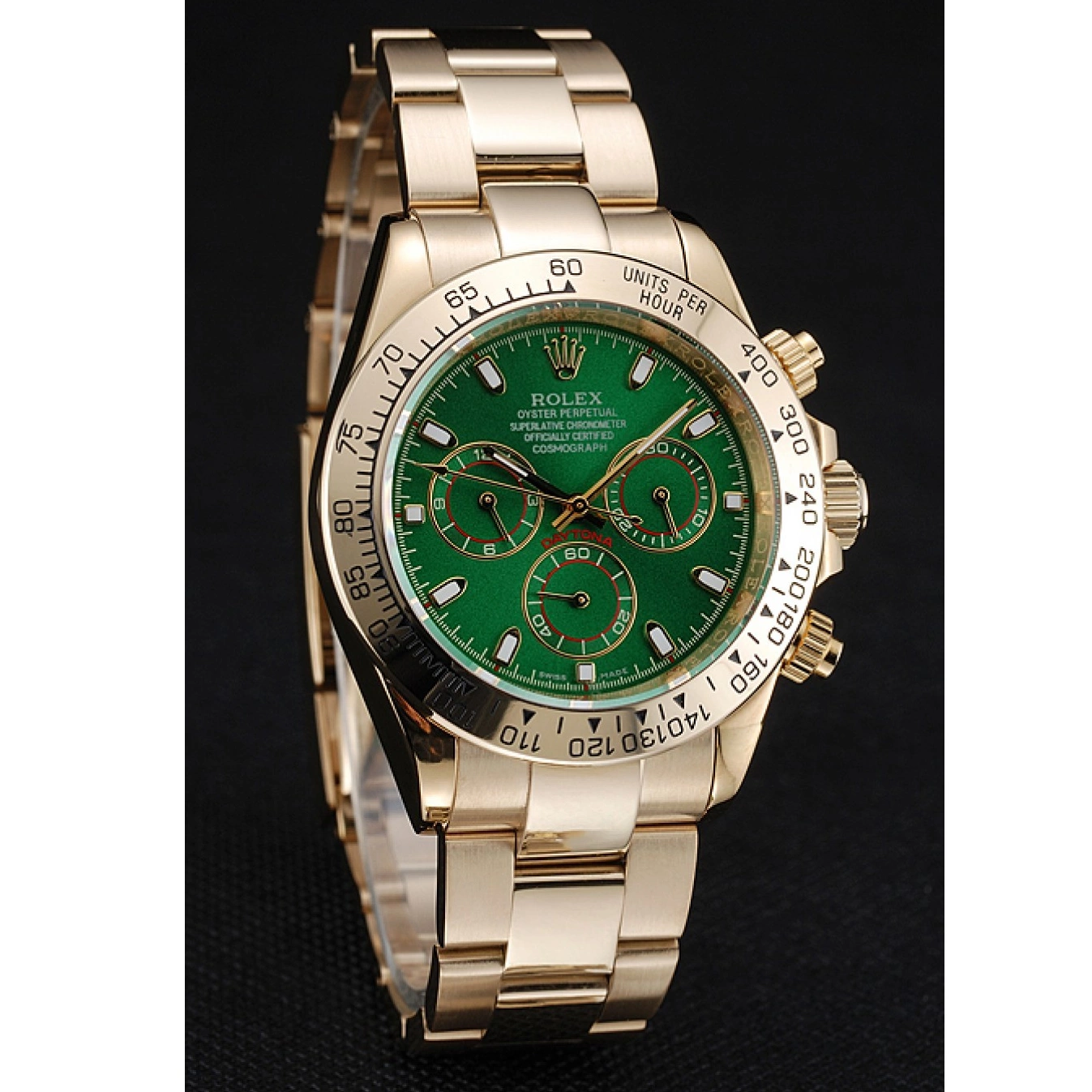 MiroTime 0813 Rolex Cosmograph Daytona Green Dial Gold Case And Bracelet 1454244